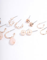 Rose Gold Flower & Facet Earrings 8-Pack - link has visual effect only