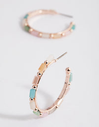 Rose Gold Mixed Bead Hoop Earrings - link has visual effect only