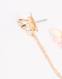 Gold Double Butterfly Chain Earrings - link has visual effect only