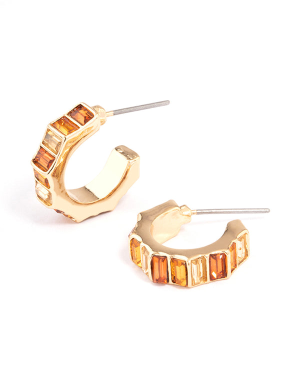 Neutral Mini Baguette Hoop Earrings