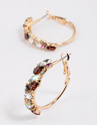 Gold Mini Cluster Diamante Hoop Earrings - link has visual effect only