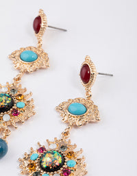 Gold Mixed Jewel Drop Chandbali Earrings - link has visual effect only