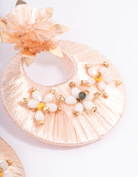 Gold Threaded Flower Round Drop Earrings - link has visual effect only