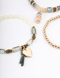 Gold Mixed Shape Beaded Stretch Bracelet Pack - link has visual effect only