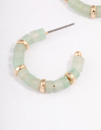 Gold Green Aventurine Mixed Disc Beaded Hoop Earrings - link has visual effect only