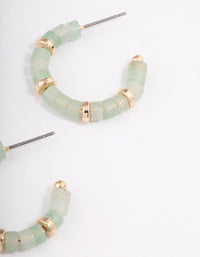 Gold Green Aventurine Mixed Disc Beaded Hoop Earrings - link has visual effect only