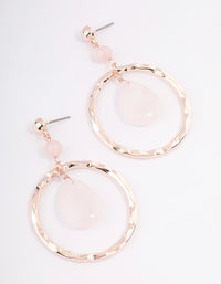 Rose Gold Rose Quartz Teardrop Hoop Earrings - link has visual effect only