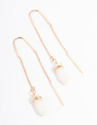 Gold Clear Quartz Moon Threader Earrings - link has visual effect only