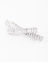 Silver Cubic Zirconia Criss Cross Celestial Hair Clip - link has visual effect only