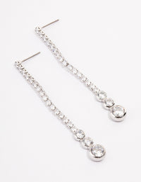 Rhodium Cupchain Triple Stone Drop Earrings - link has visual effect only