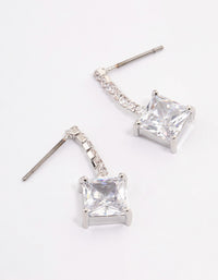 Rhodium Cupchain Square Drop Earrings - link has visual effect only