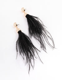 Black & Gold Molten Feather Drop Earrings - link has visual effect only