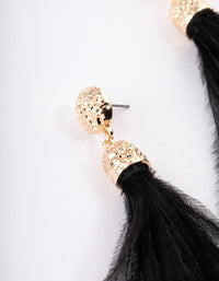 Black & Gold Molten Feather Drop Earrings - link has visual effect only