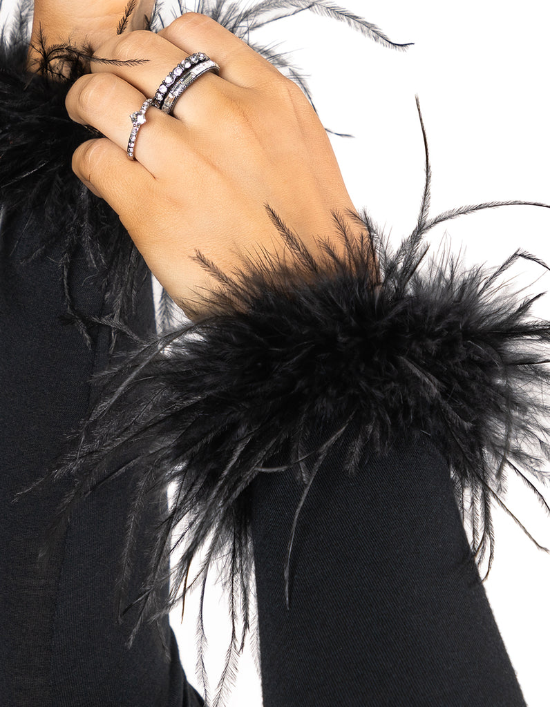 Black Fabric Feather Slapband Bracelet Pack