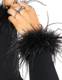 Black Fabric Feather Slapband Bracelet Pack - link has visual effect only