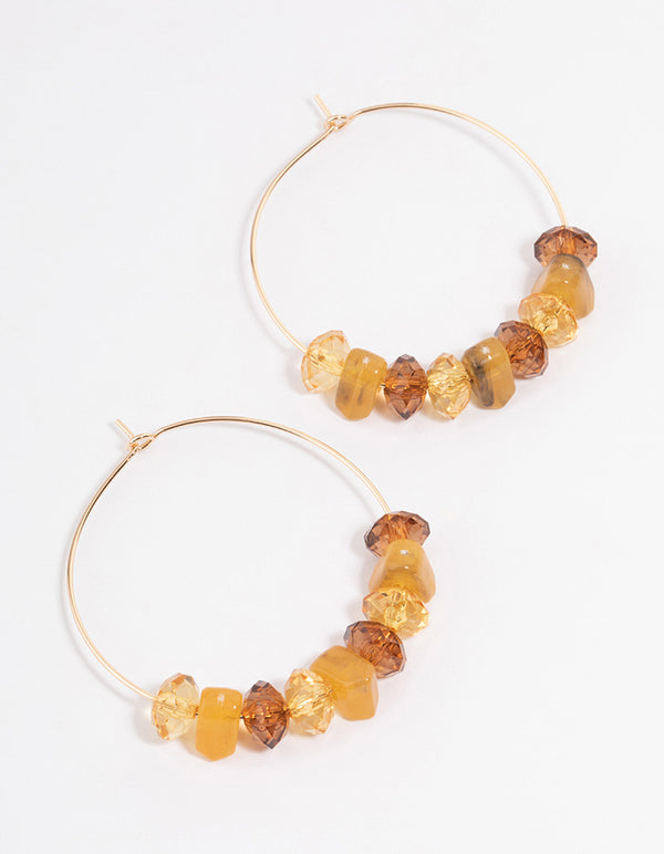 Neutral Mixed Chip & Facet Hoop Earrings