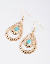 Turquoise Double Open Teardrop Earrings - link has visual effect only