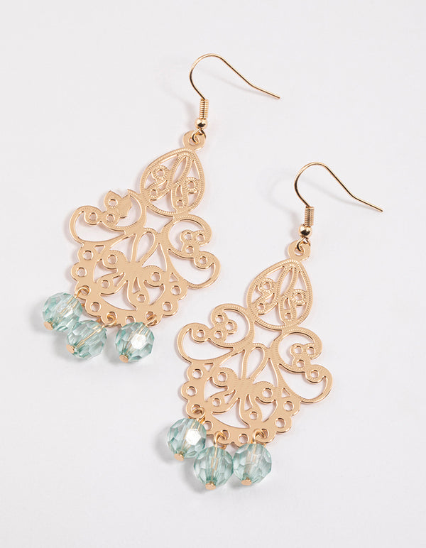 Blue Filo Triple Effect Facet Drop Earrings