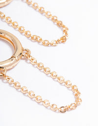 Gold Simple Diamante & Chain Huggie Earrings - link has visual effect only