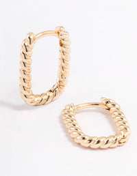 Gold Mini Oval Twisted Huggie Earrings - link has visual effect only