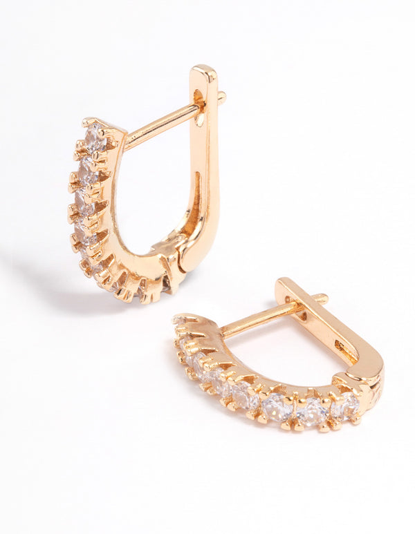 Gold Mini Classic Diamante Huggie Earring