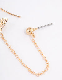 Gold Butterfly Drop Chain Earrings - link has visual effect only