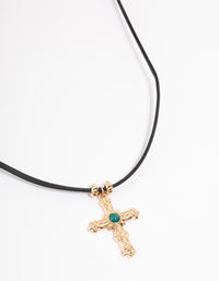 Gold Boho Cross Cord Necklace - link has visual effect only