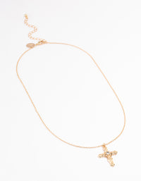 Gold Ornate Diamante Cross Necklace - link has visual effect only