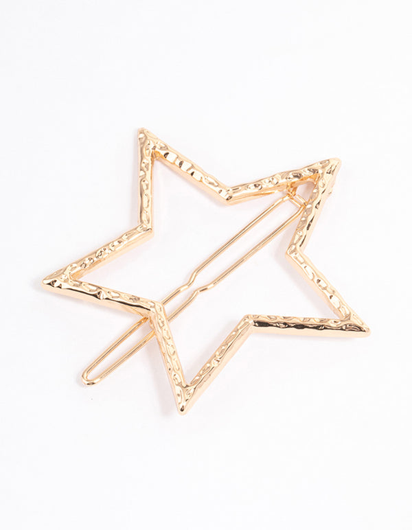 Gold Open Textured Star Clip