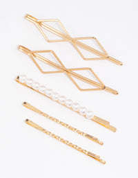 Gold Pearl Hair Slide 5-Pack - link has visual effect only