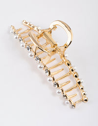 Gold Curve Pearl & Diamante Claw Clip - link has visual effect only