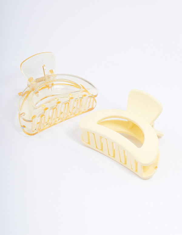 Plastic Yellow Half Moon Claw Clip Pack