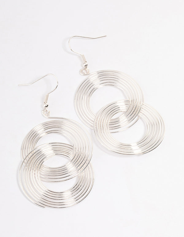 Silver Linked Coil Drop Earrings