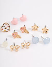 Pastel Heart & Ice Cream Earrings 8-Pack - link has visual effect only