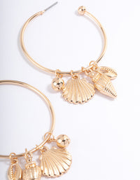 Gold Multi Charm Hoop Earrings - link has visual effect only