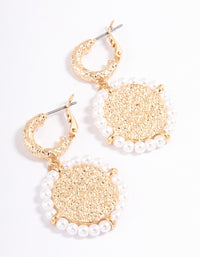 Gold Coin Pearl Hoop Earrings - link has visual effect only