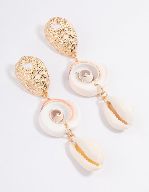 Gold Shell Drop Earrings