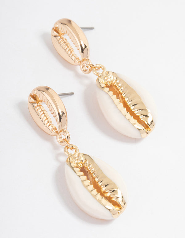 Gold Shell Drop Earrings