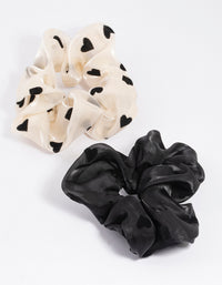 White Fabric Flocked Heart Scrunchie Pack - link has visual effect only