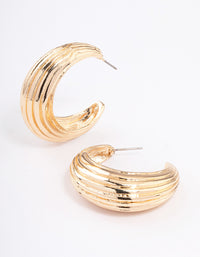 Gold Textured Puffy Hoop Earrings - link has visual effect only