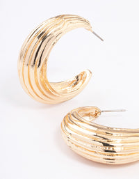 Gold Textured Puffy Hoop Earrings - link has visual effect only