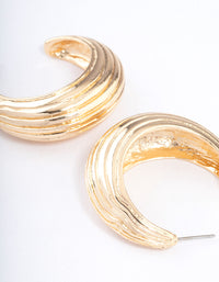 Gold Textured Puffy Hoop Earrings - link has visual effect only