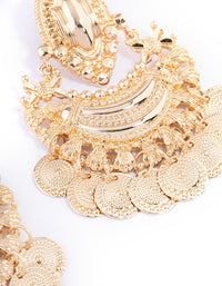 Gold Statement Disc Drop Chandbali Earrings - link has visual effect only