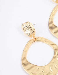 Gold Plated Molten Open Circle Drop Earrings - link has visual effect only
