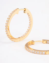 Gold Plated Cubic Zirconia Pave Huggie Earrings - link has visual effect only
