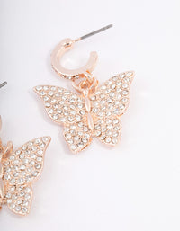 Rose Gold Diamante Butterfly Huggie Earrings - link has visual effect only