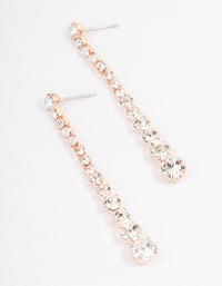 Rose Gold Diamante Graduated Straight Drop Earrings - link has visual effect only