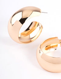 Gold Smooth Thick Hoop Earrings 25cm - link has visual effect only