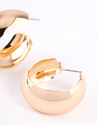 Gold Smooth Thick Hoop Earrings 25cm - link has visual effect only