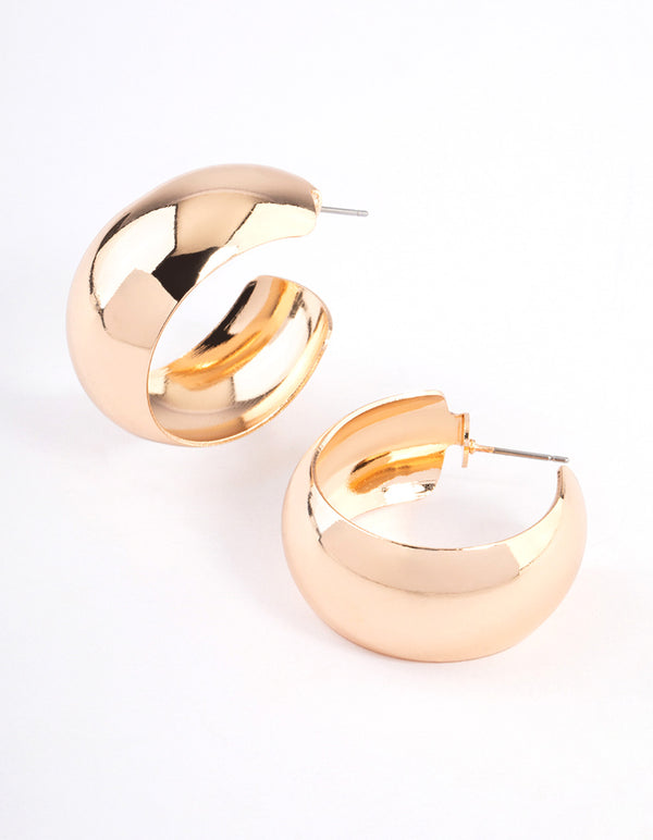 Gold Smooth Thick Hoop Earrings 25cm